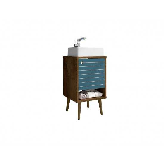 Liberty 17.71 Bathroom Vanity Sink in Rustic Brown and Aqua Blue