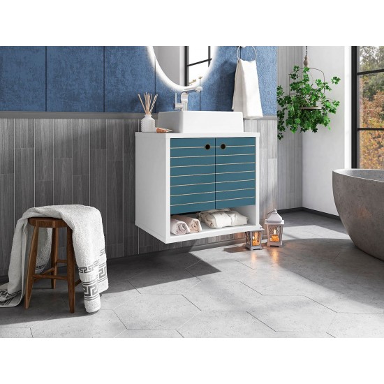 Liberty Floating 23.62 Bathroom Vanity Sink in White and Aqua Blue