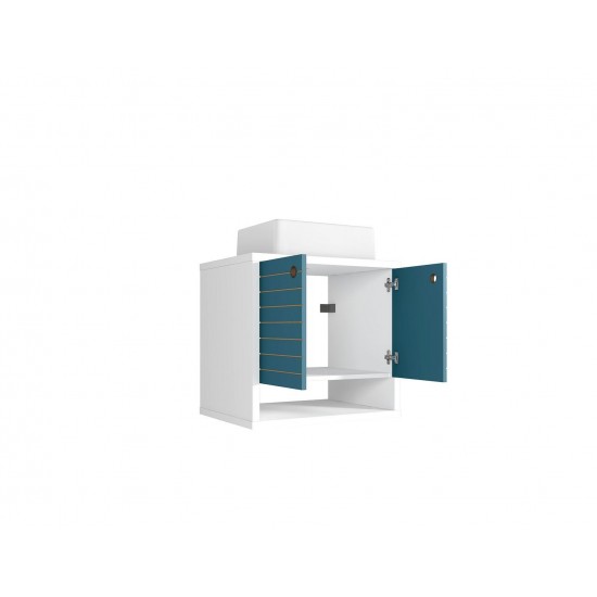 Liberty Floating 23.62 Bathroom Vanity Sink in White and Aqua Blue