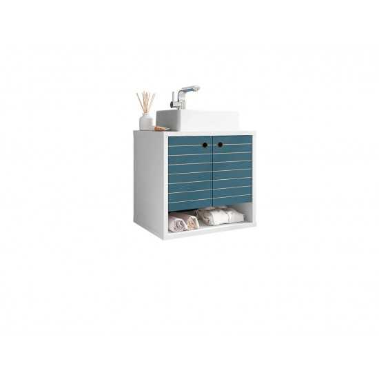 Liberty Floating 23.62 Bathroom Vanity Sink in White and Aqua Blue