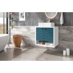 Liberty Floating 23.62 Bathroom Vanity Sink in White and Aqua Blue