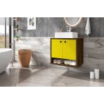 Liberty Floating 23.62 Bathroom Vanity Sink in Rustic Brown and Yellow