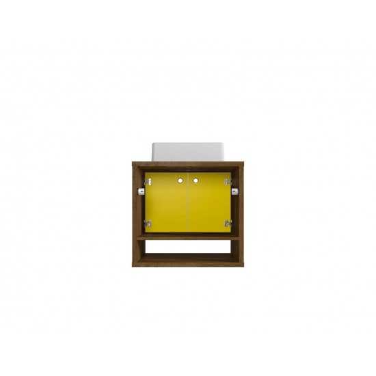 Liberty Floating 23.62 Bathroom Vanity Sink in Rustic Brown and Yellow