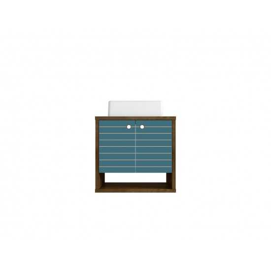 Liberty Floating 23.62 Bathroom Vanity Sink in Rustic Brown and Aqua Blue