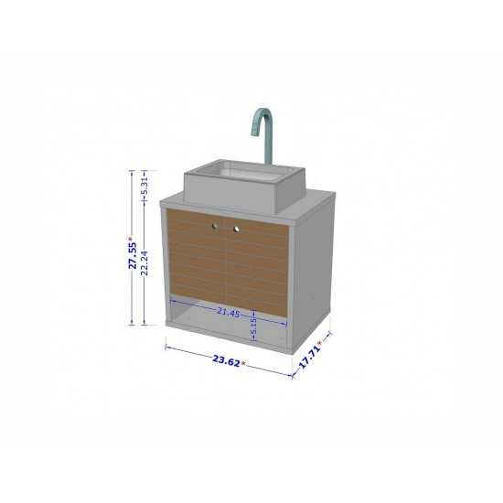 Liberty Floating 23.62 Bathroom Vanity Sink in Rustic Brown and Aqua Blue