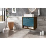 Liberty Floating 23.62 Bathroom Vanity Sink in Rustic Brown and Aqua Blue