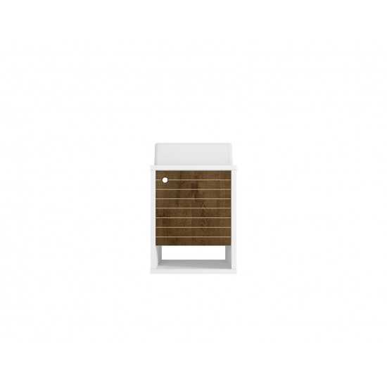 Liberty Floating 17.71 Bathroom Vanity Sink in White and Rustic Brown