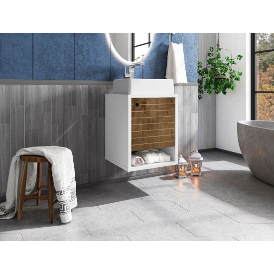 Liberty Floating 17.71 Bathroom Vanity Sink in White and Rustic Brown