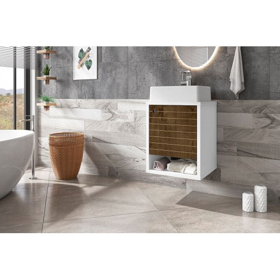 Liberty Floating 17.71 Bathroom Vanity Sink in White and Rustic Brown