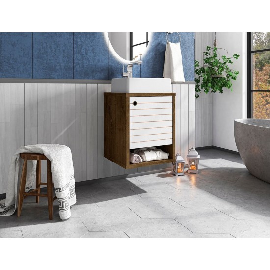 Liberty Floating 17.71 Bathroom Vanity Sink in Rustic Brown and White