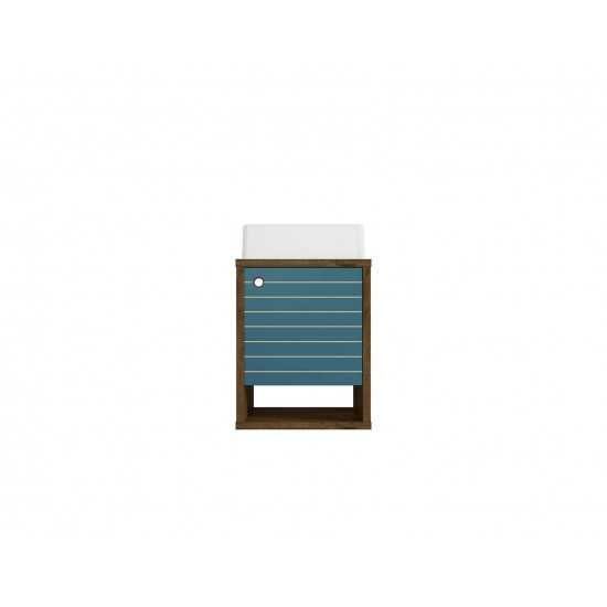 Liberty Floating 17.71 Bathroom Vanity Sink in Rustic Brown and Aqua Blue