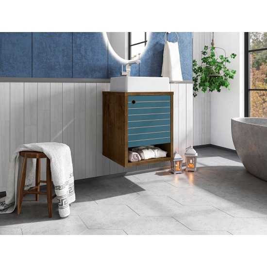 Liberty Floating 17.71 Bathroom Vanity Sink in Rustic Brown and Aqua Blue