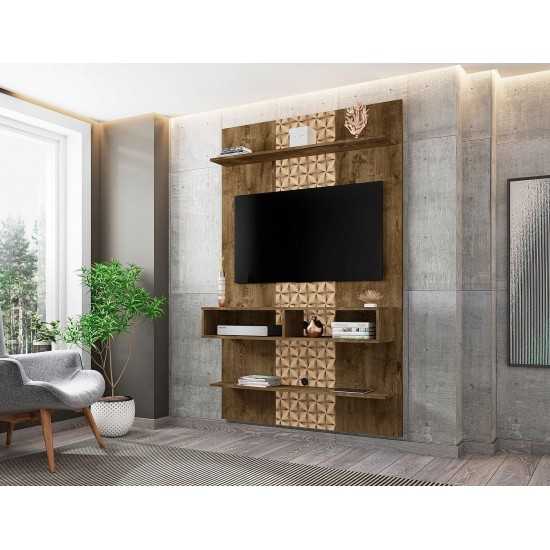 Libra Long Floating 45.35 Entertainment Center in Rustic Brown and 3D