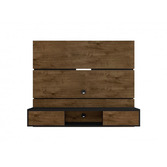 Vernon 62.99 Floating Entertainment Center in Rustic Brown and Black