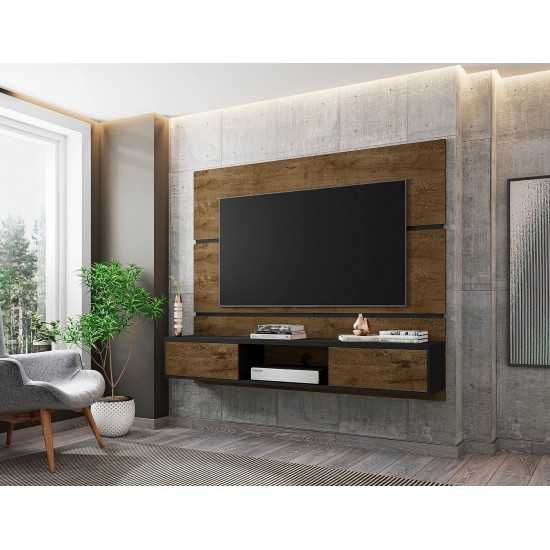 Vernon 62.99 Floating Entertainment Center in Rustic Brown and Black