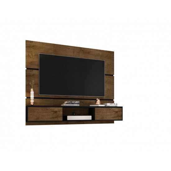 Vernon 62.99 Floating Entertainment Center in Rustic Brown and Black