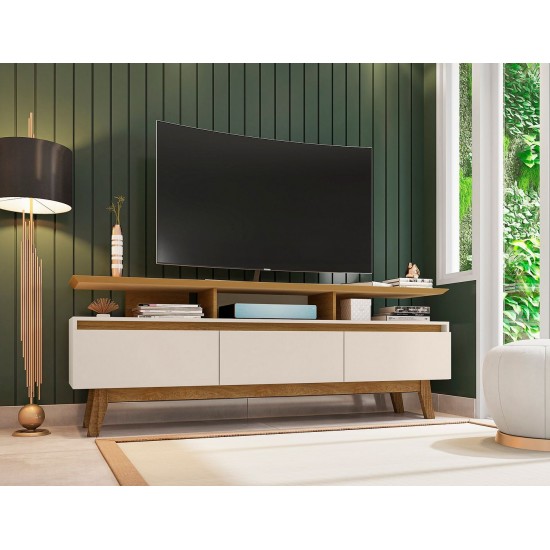 Yonkers 70.86 TV Stand in Off White and Cinnamon