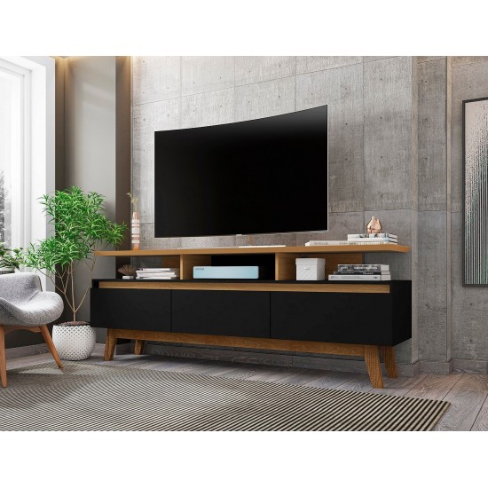 Yonkers 70.86 TV Stand in Black and Cinnamon