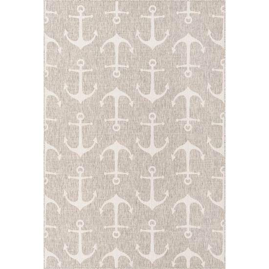 Rug Unique Loom Outdoor Coastal Gray Rectangular 6' 0 x 9' 0