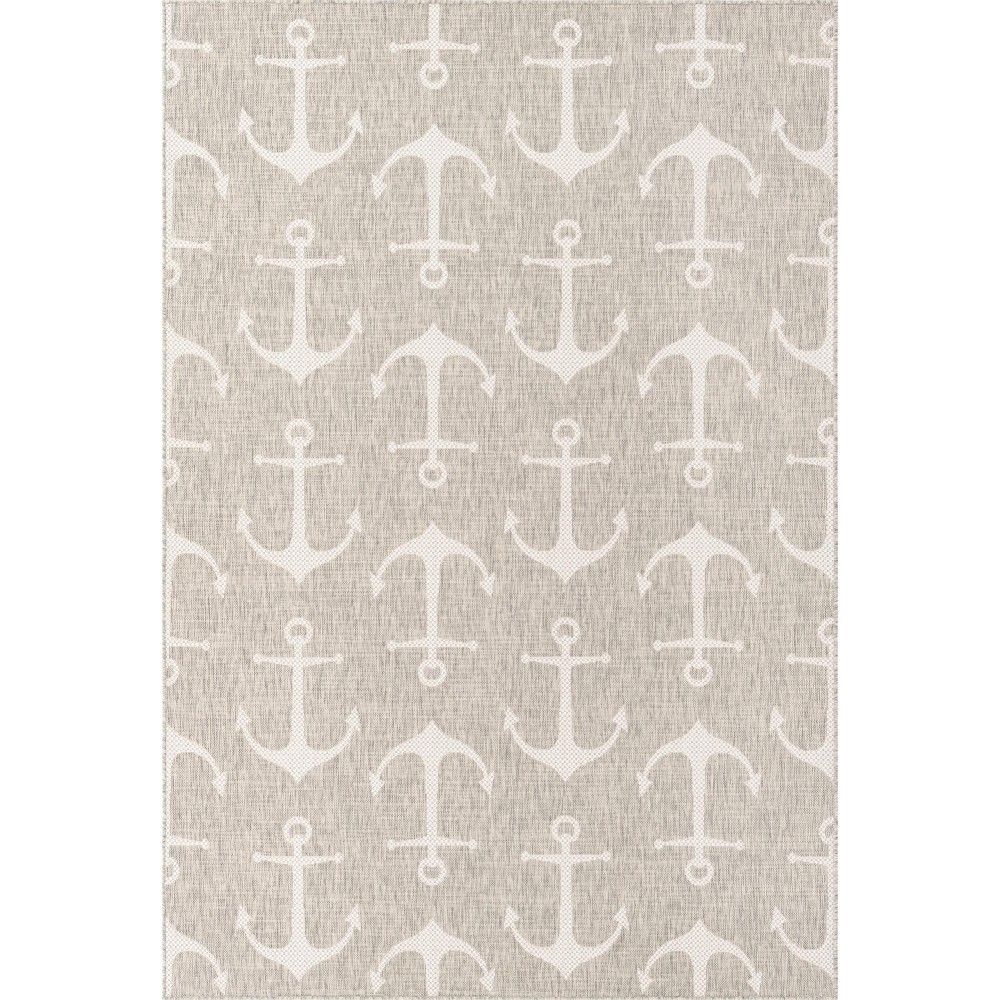 Rug Unique Loom Outdoor Coastal Gray Rectangular 6' 0 x 9' 0