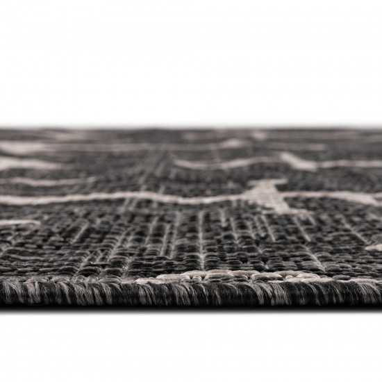 Rug Unique Loom Outdoor Coastal Charcoal Rectangular 6' 0 x 9' 0