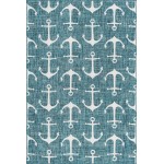 Rug Unique Loom Outdoor Coastal Teal Rectangular 6' 0 x 9' 0