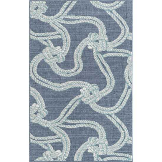 Rug Unique Loom Outdoor Coastal Navy Blue Rectangular 5' 3 x 8' 0