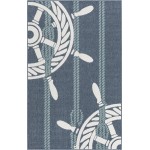 Rug Unique Loom Outdoor Coastal Navy Blue Rectangular 5' 3 x 8' 0