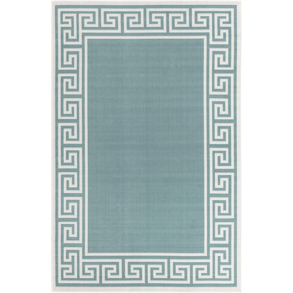 Rug Unique Loom Outdoor Coastal Aqua Rectangular 5' 3 x 8' 0