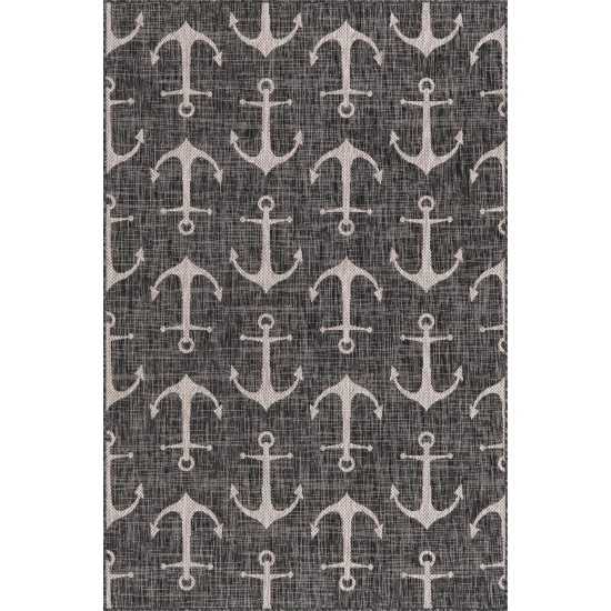 Rug Unique Loom Outdoor Coastal Charcoal Rectangular 5' 3 x 7' 10