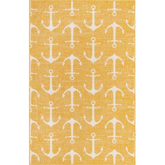 Rug Unique Loom Outdoor Coastal Yellow Rectangular 5' 3 x 7' 10