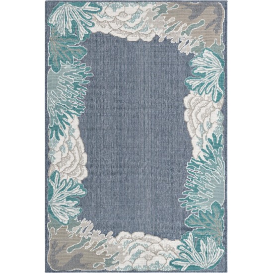 Rug Unique Loom Outdoor Coastal Navy Blue Rectangular 4' 0 x 6' 0