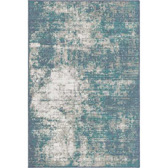 Rug Unique Loom Outdoor Coastal Blue Rectangular 4' 0 x 6' 0