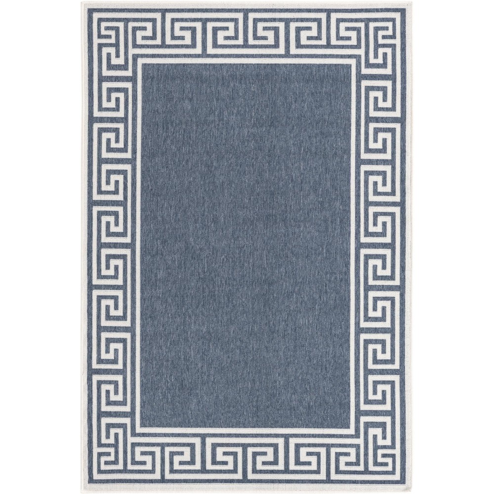 Rug Unique Loom Outdoor Coastal Navy Blue Rectangular 4' 0 x 6' 0