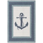 Rug Unique Loom Outdoor Coastal Navy Blue Rectangular 4' 0 x 6' 0