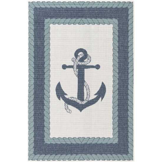 Rug Unique Loom Outdoor Coastal Navy Blue Rectangular 4' 0 x 6' 0