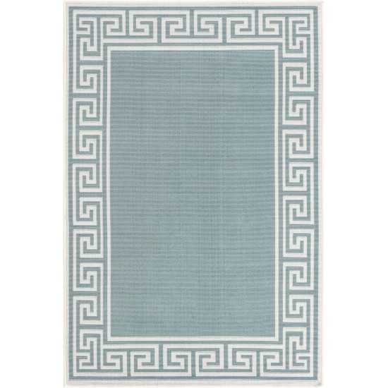 Rug Unique Loom Outdoor Coastal Aqua Rectangular 4' 0 x 6' 0