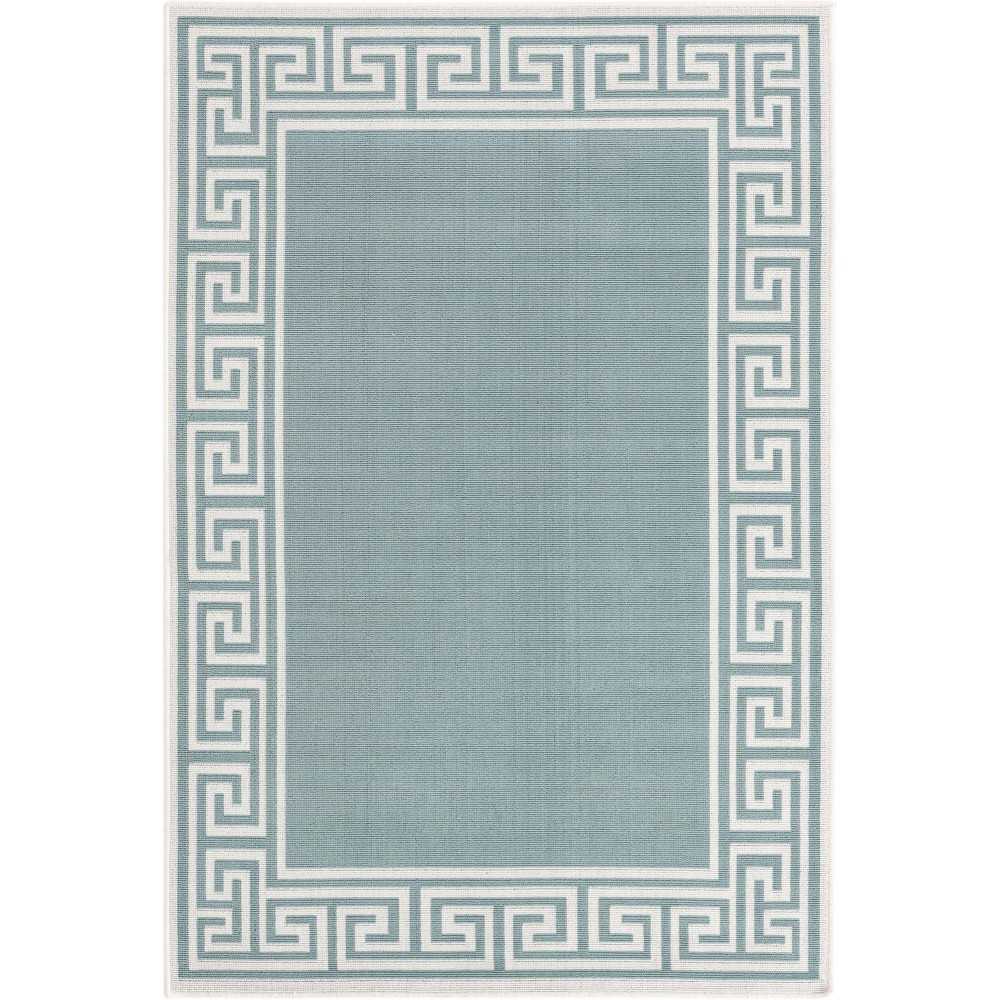 Rug Unique Loom Outdoor Coastal Aqua Rectangular 4' 0 x 6' 0