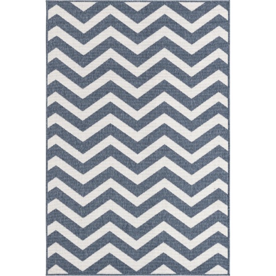 Rug Unique Loom Outdoor Coastal Navy Blue Rectangular 4' 0 x 6' 0