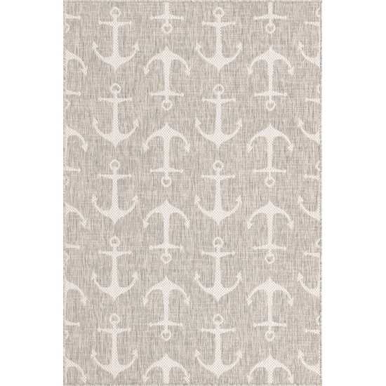 Rug Unique Loom Outdoor Coastal Gray Rectangular 4' 0 x 6' 0