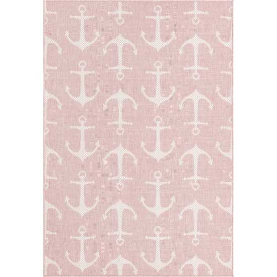 Rug Unique Loom Outdoor Coastal Pink Rectangular 4' 0 x 6' 0