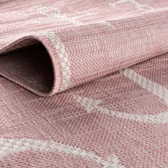 Rug Unique Loom Outdoor Coastal Pink Rectangular 4' 0 x 6' 0