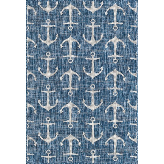 Rug Unique Loom Outdoor Coastal Blue Rectangular 4' 0 x 6' 0