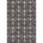 Rug Unique Loom Outdoor Coastal Charcoal Rectangular 4' 0 x 6' 0
