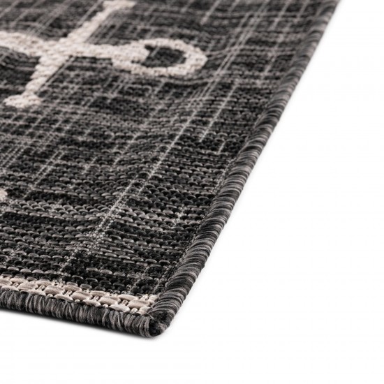 Rug Unique Loom Outdoor Coastal Charcoal Rectangular 4' 0 x 6' 0