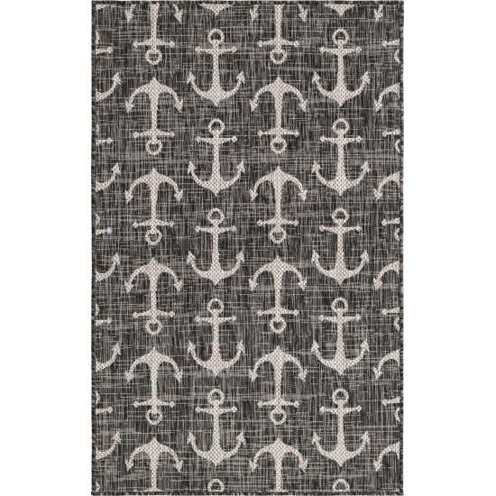 Rug Unique Loom Outdoor Coastal Charcoal Rectangular 3' 3 x 5' 3