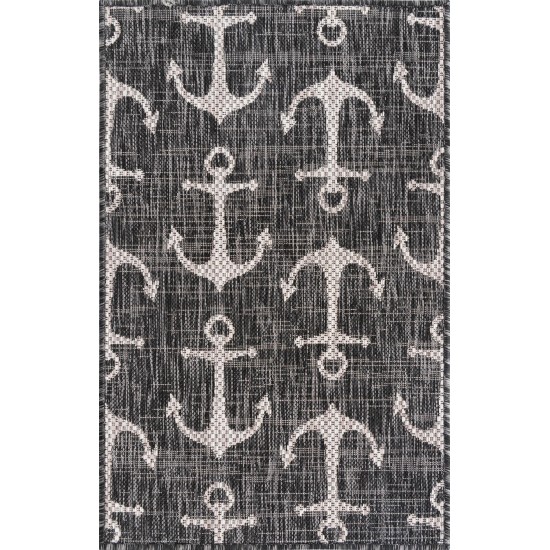 Rug Unique Loom Outdoor Coastal Charcoal Rectangular 2' 2 x 3' 0