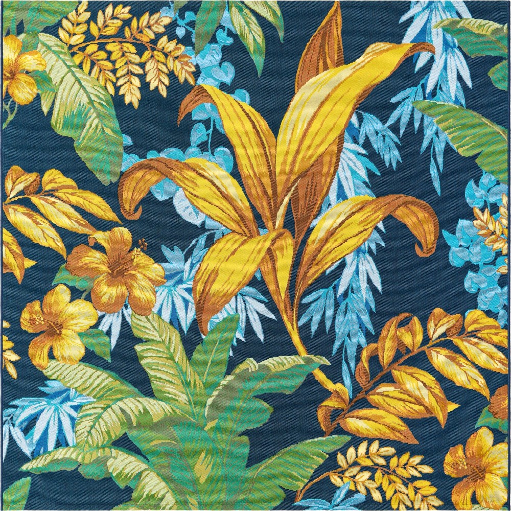 Rug Unique Loom Outdoor Botanical Blue Square 6' 0 x 6' 0 Rug Unique Loom Outdoor Botanical Blue Square 6' 0 x 6' 0