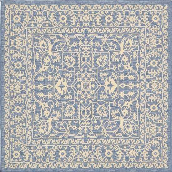 Rug Unique Loom Outdoor Botanical Navy Blue Square 6' 0 x 6' 0