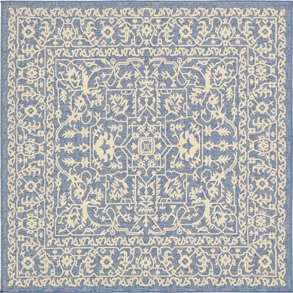 Rug Unique Loom Outdoor Botanical Navy Blue Square 6' 0 x 6' 0 Rug Unique Loom Outdoor Botanical Navy Blue Square 6' 0 x 6' 0
